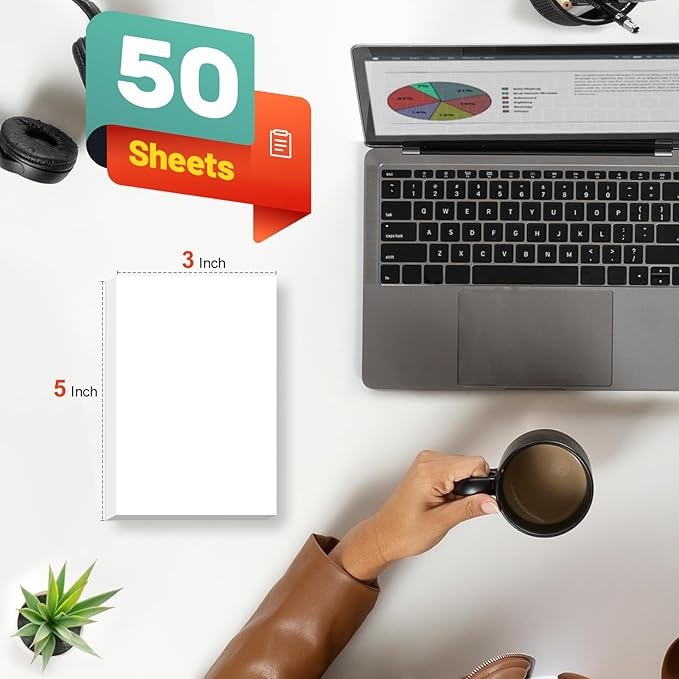 3" x 5" Note Pads - Memo Pads - Blank Scratch Pads - Small Notepad Writing Pads for Taking Notes and Task Allocation – Easy to Peel – 80gsm Papers with Cardboard Backing – 50 Sheets – Pack of 8
