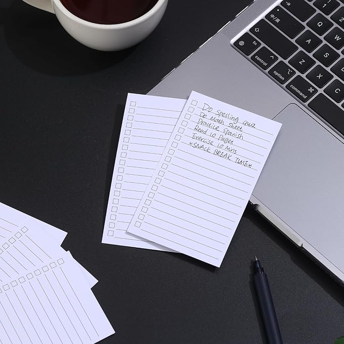 400 Pack Vertical Ruled Index Cards 3x5 with Check Boxes for Daily To Do Checklists and Tasks, Thick Card Stock Office Supplies, White