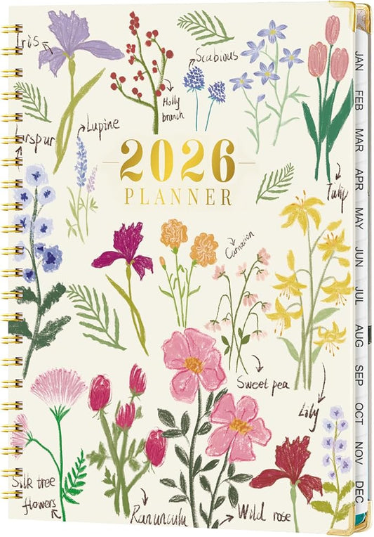 VinTS 2026 Planner, 8.5x5.8 Weekly Monthly Dated Planner, Jan-Dec.2026 Flower Hardcover Planner Agenda Organizers with pocket for Women Office Home