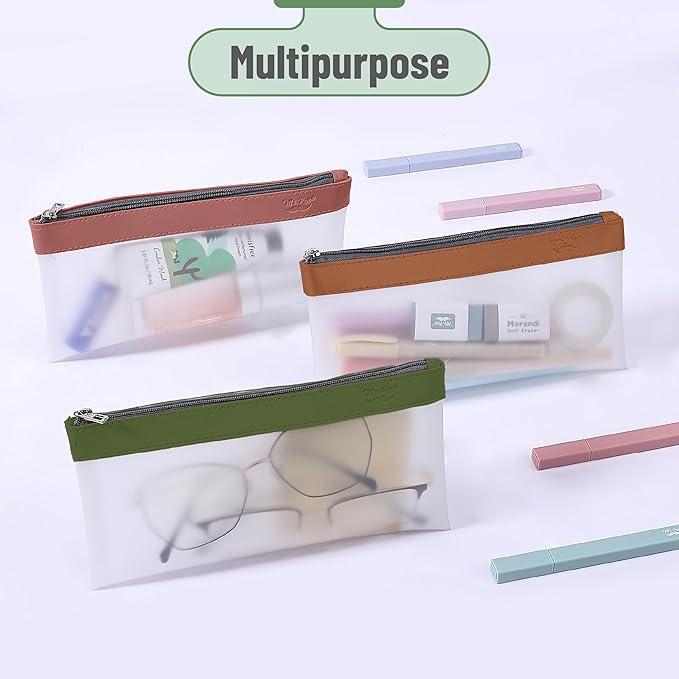 Mr. Pen- Clear Pencil Pouch, 8.50"x4.25", 6 Pack, Durable TPU Material, Medium Water-Resistant Pencil Bags with Smooth Zipper, Multipurpose Clear Pouch for Stationery, School, Office, Travel Supplies