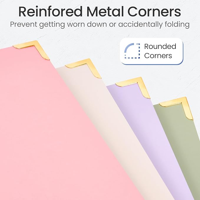 Sooez 2 Pack 3 Ring Binder with Metal Corners, Cute 1 Inch Binders Fits 175 Sheets of Paperwork, Three Ring Recipe Binder with Pocket for Women School Office Supplies, 8.5" x 11", Pink & Purple