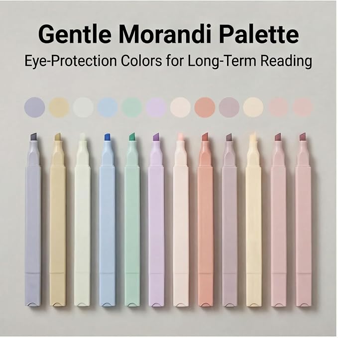 konket 12Pcs Aesthetic Cute Highlighters Bible Pastel Highlighters and Pens no bleed Assorted Colors Double-ended design for Office journaling supplies (Pack of 2)