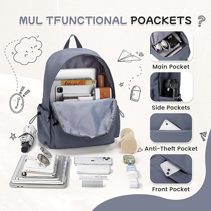 Gym Backpack for Women, Small Waterproof Lightweight Sports Yoga Travel Backpack, Dark Blue