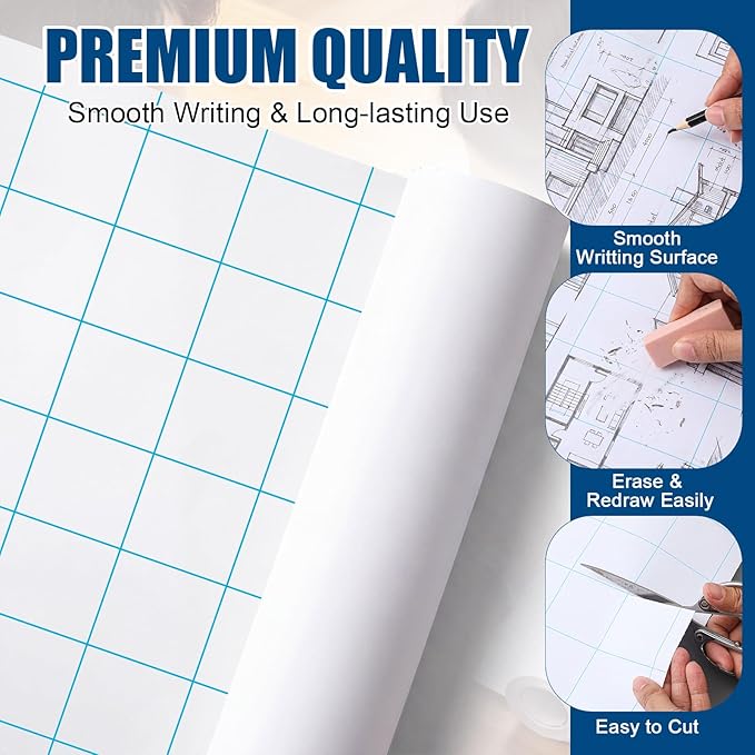 Jetec 1 Roll Large Grid Graph Paper Roll 2'' Grid 16.5 Inch x 98ft Giant Chart Poster Paper for Classroom Group Projects Building Plan Drafting Supplies Kids Students School Gifts