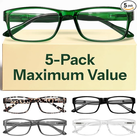 Gaoye Professional Reading Glasses for All Day - Computer Readers with Blue Light Protection - Value Pack