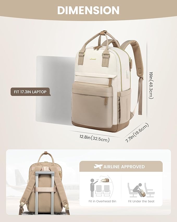 LOVEVOOK Travel Laptop Backpack Women, 17.3 Inch Anti-theft Laptop Bag with USB Port, Fashion Waterproof Computer Backpacks Teacher Nurse Backpack Purse for College School Work