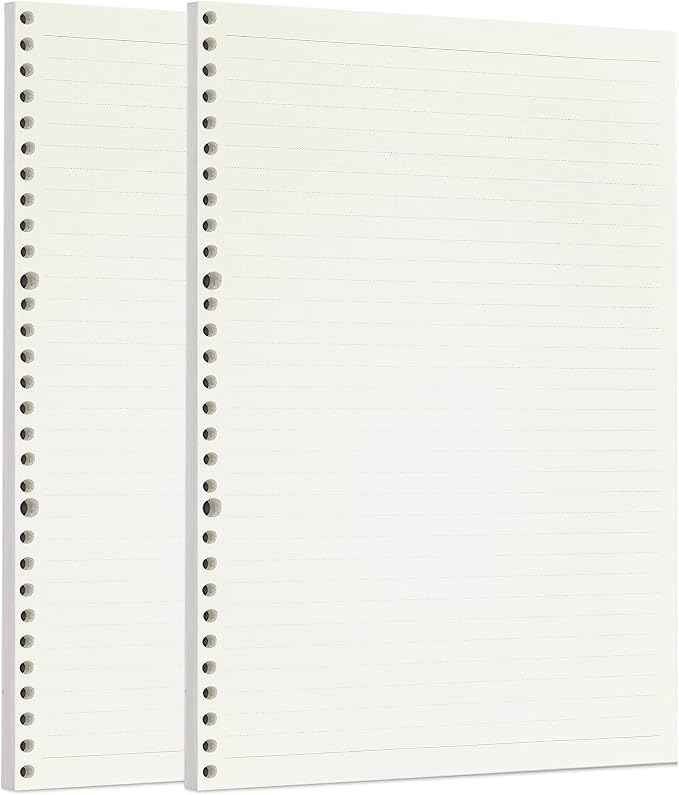 Zelten 2 Pack A4 90 Sheets/180 Pages Lined Loose Leaf Punched Paper Refills Paper for 30 Hole Binder Personal Organizer Diary Notebook Refillable Planner