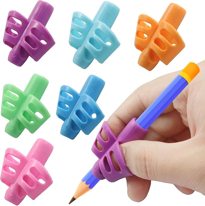 6 Pcs Pencil Grips Kids Handwriting, Multicolor Grip Posture Correction Writing Aid Tool Grippers, Perfect Pencil Holders for Home Schooling/Preschoolers