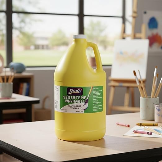 Sax Washable Versatemp Heavy Bodied Tempera Paint, Yellow, 1 Gallon