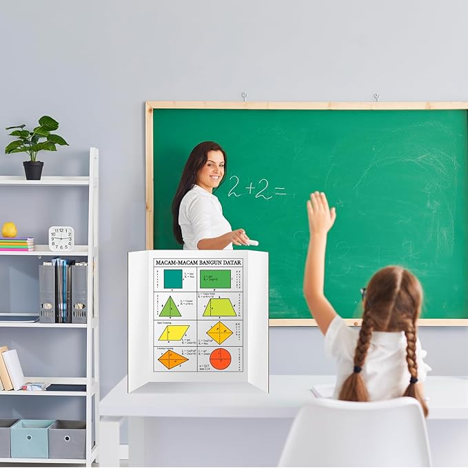 4 Pack Trifold Poster Board, IKAYAS 24" X 36" Double Sided White Tri-fold Poster Boards, Science Fair Display Boards Presentation Boards for Mounting, Art, Display, Projects Classroom Supplies