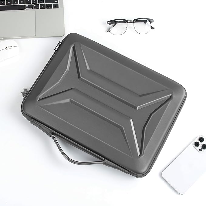 DOMISO 13.3-14 Inch Laptop Hard Case, Waterproof Shockproof Hard Shell Laptop Sleeve Protective Computer Bag for Macbook Pro/Lenovo ThinkPad/Dell XPS/HP Pavilion,Dark Grey