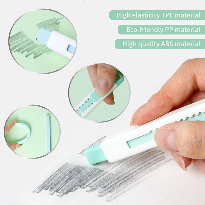 Smilo Retractable Eraser Pens, Mechanical Pencil Erasers, 8-Pack