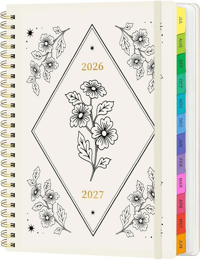Academic Planner 2026–2027, Weekly & Monthly Calendar Planner, July 2026 – July 2027, Hardcover A5 (6.3" x 8.5") Agenda with Tabs, School Planner for Students & Teachers, Vintage Floral