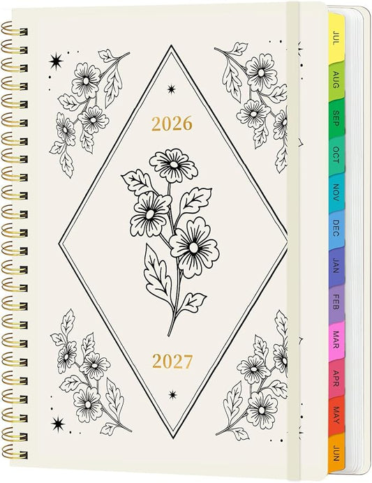 Academic Planner 2026–2027, Weekly & Monthly Calendar Planner, July 2026 – July 2027, Hardcover A5 (6.3" x 8.5") Agenda with Tabs, School Planner for Students & Teachers, Vintage Floral