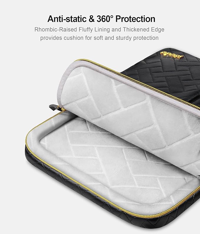 Lacdo 360° Protective Laptop Sleeve Case for 16 inch MacBook Pro M5 Pro/Max A3428 A3429 (2026), M4/M3/M2/M1 A3403 A3186 A2991 A2780 A2485 A2141, 15 inch Surface Laptop 7 Computer Bag, Elegant Black