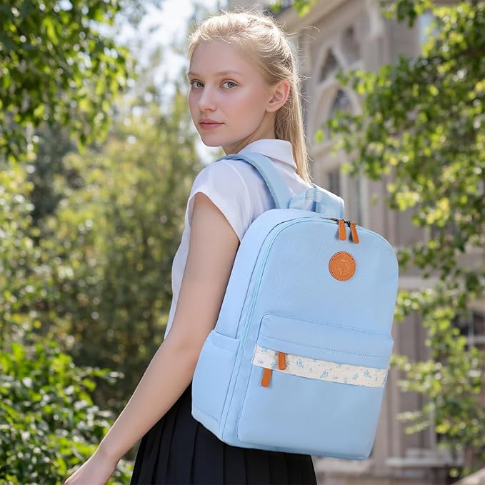 mygreen Waterproof School Backpack for Teen Girls & Boys, Lightweight 15.6 Inch Laptop Bag, Trendy 2024 Ergonomic Bookbag for High School, College, and Travel Blue