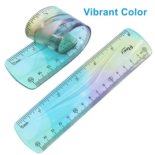 Hitefu 2 Pcs Plastic Flexible Ruler, 6 Inch(15 cm)