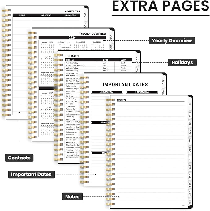 Planner 2026-2027 for Women & Men, Academic Monthly and Weekly Calendar Planner, Jul 2026 - Jun 2027, A4 (8.5" x 11"), Teacher Student Planning Book with Tabs, Ideal for Office School Supplies - Black