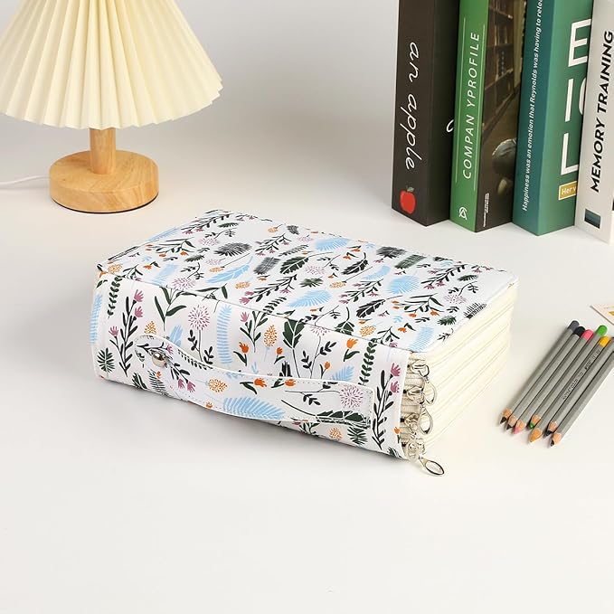 Portable Colored 200 Slots Pencil case Organizer with Printing Pattern for Watercolor Pens or Markers, Pencil Case Organizer for Artist