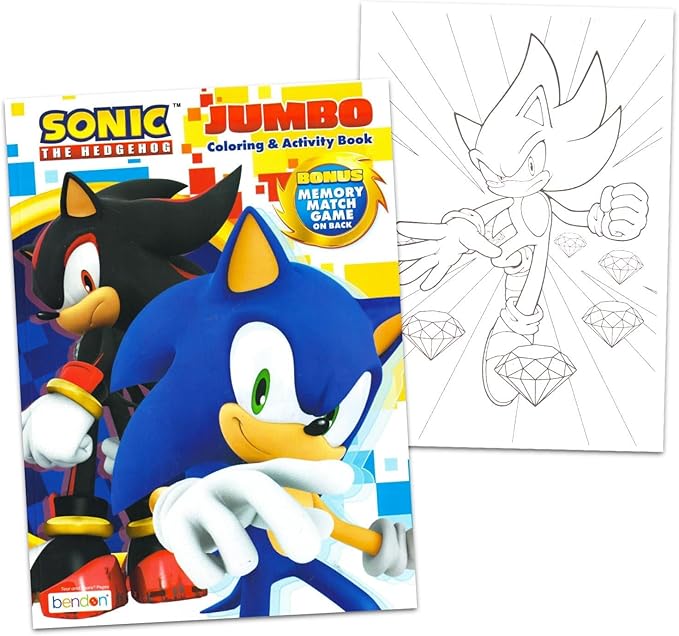Sonic the Hedgehog Coloring Book for Kids Ages 4-8 - Bundle with Sonic and Shadow Coloring Pages, Activities, Games Plus Sonic Stickers, More | Sonic Activity Book Set for Boys