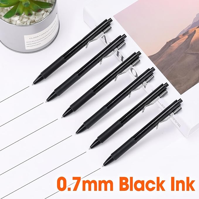 AZEN 100 Pack Gel Pens, Black Ink Pen Bulk, Retractable Medium Point 0.7mm, Smooth Writing and Comfortable Grip for Journaling Note Taking Office School Home Work