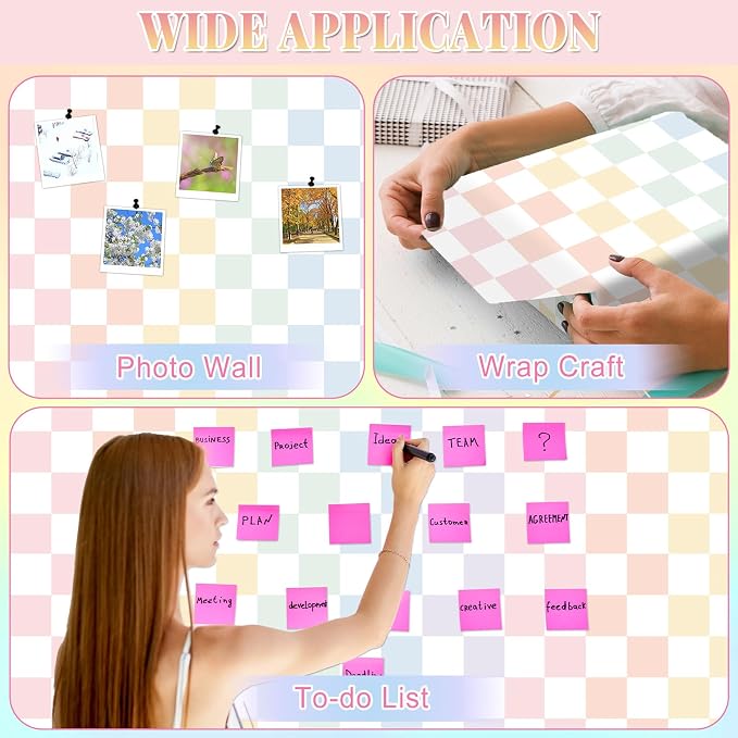 Colorful Checkered Bulletin Board Roll Non-Woven Fabric Poster 15.7" x20ft