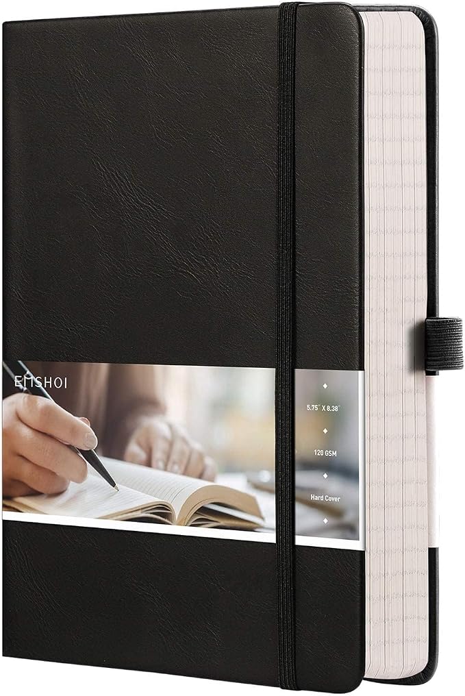 EMSHOI Lined Journal Notebook, 256 Numbered Pages, A5 Size (5.7'' x 8.3'')
