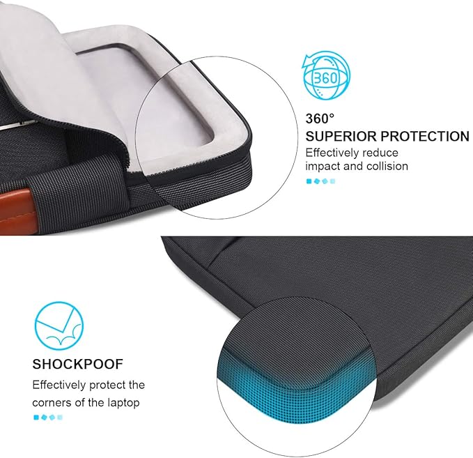 Lacdo 360° Protective Laptop Sleeve Case for 15 inch New MacBook Air M5/A3448 (2026), M4 A3241 2025, M3 A3114, M2 A2941 2024-2023, 15 inch MacBook Pro A1990 A1707, Computer Bag, Water-Resistant, Black