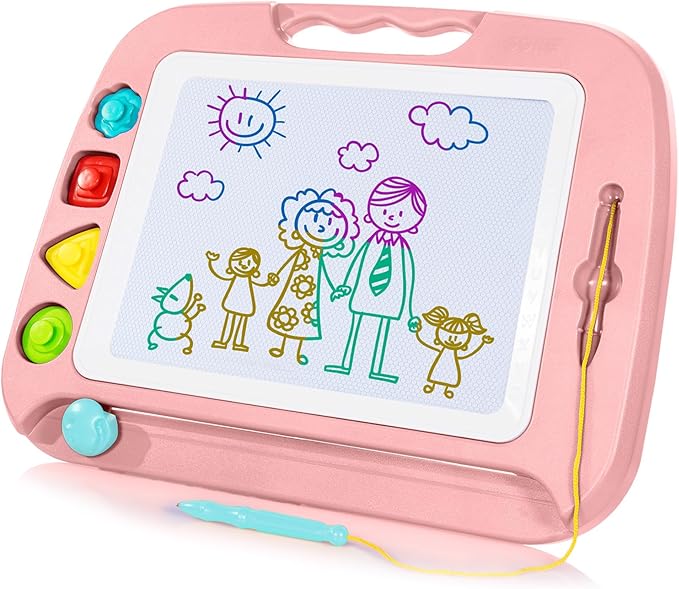 SGILE Toddler Toys for Kids, Large Magnetic Drawing Board for Birthday Gift, Toys for 1 2 3 4 Year Old Girls Boys, Etch & Sketch Pad with 4 Stamps, Learning and Educational, 16 ×13 in, Light Pink