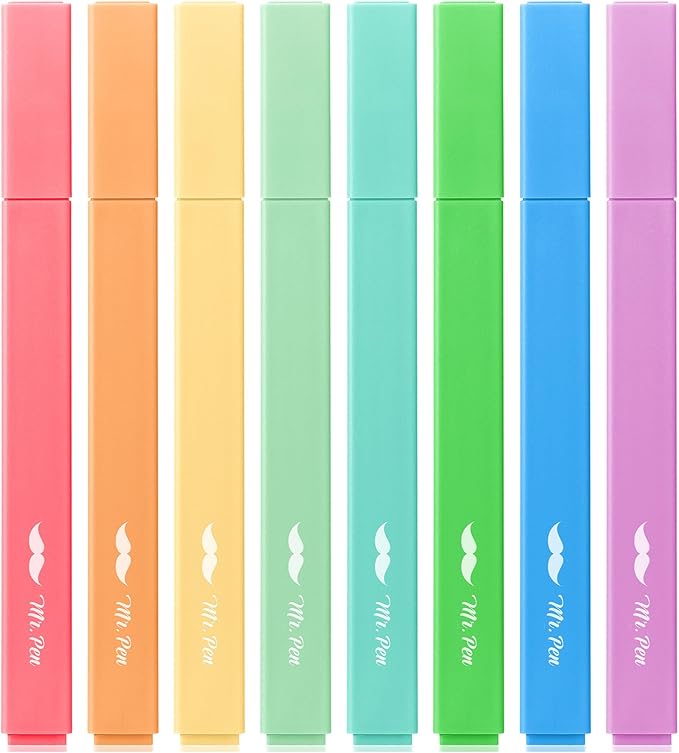 Mr. Pen- Aesthetic Highlighters No Bleed, 8 Pack, Summer Colors, Chisel Tip, Cute Highlighters Assorted Colors for Journaling, Highlighting, Underlining, Fast Dry, Back to School Supplies