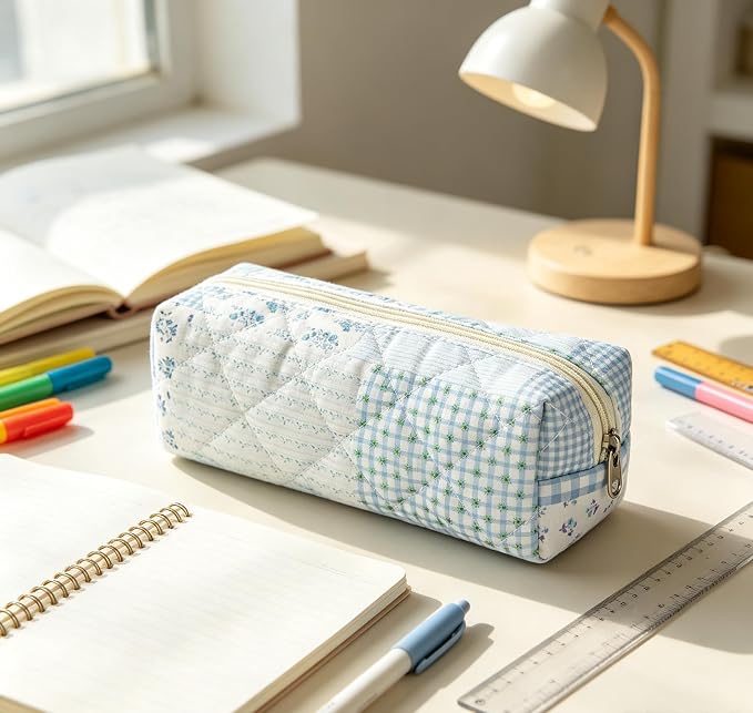 Pencil Case, Pencil Pouch for Women, Pencil Case Small, Pencil Pouch Aesthetic (Trend floral blue)