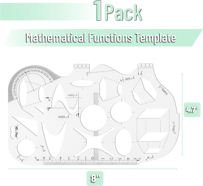 Mr. Pen- Geometric Drawing Template, Mathematical Functions Plastic Template Plastic, Shape Stencils for Drawing