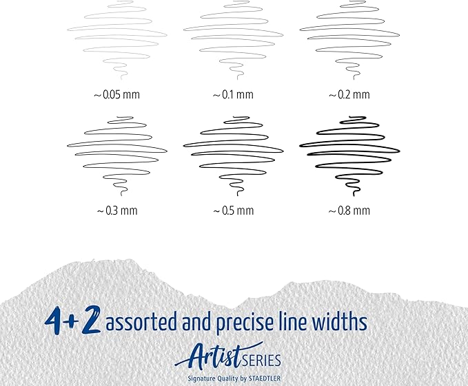 STAEDTLER Pigment Liner Bonus Sketch Set of 6 Liners for the Regular Price of 4(2 free), 308 SB6P