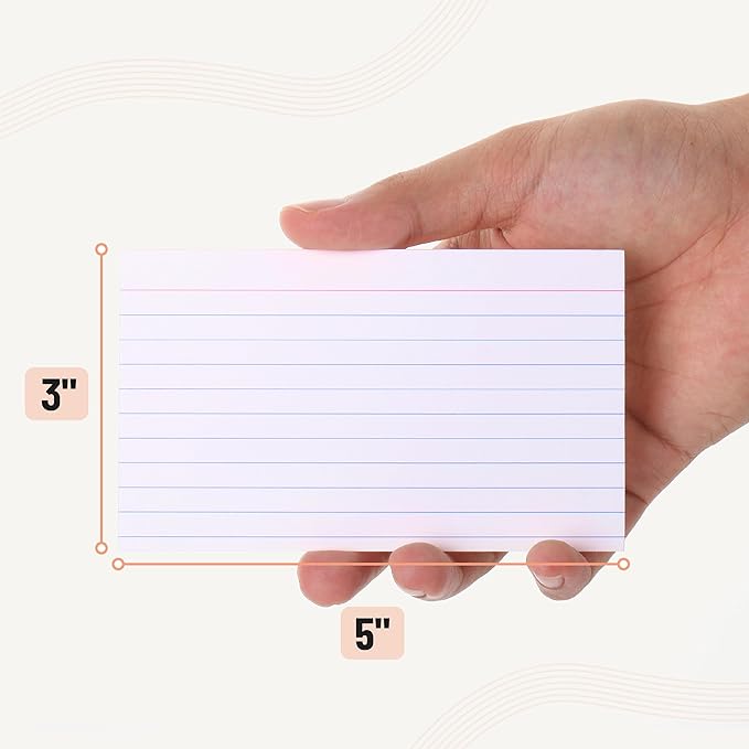 Mr. Pen- Lined Index Cards, 3" x 5", 1000 Cards, White, Notecards 3x5 Lined, Flashcards for Studying, 3 x 5 index card Ruled, Flash Cards, Bulk Index Cards