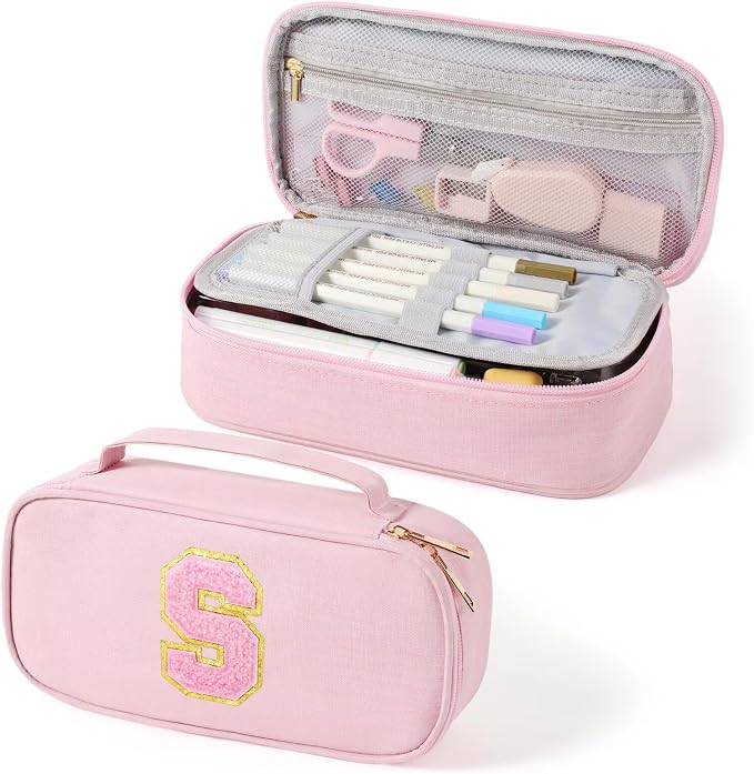 YOOLIFE Pink Pencil Case for Girls, Pencil Pouch Bag, Aesthetic Pen Pouch School Supplies for Teen Girls, S (Pink)