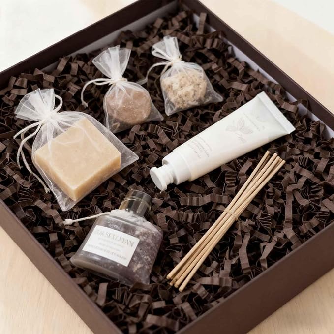 Tisspoms 3LB Deep Coffee Crinkle Cut Paper Shred Filler, Paper Shreds for Basket Fillers, Birthday, Gift Wrapping, Anniversary, Wedding, Halloween, Thanksgiving, Christmas Gift Decor Party Filler
