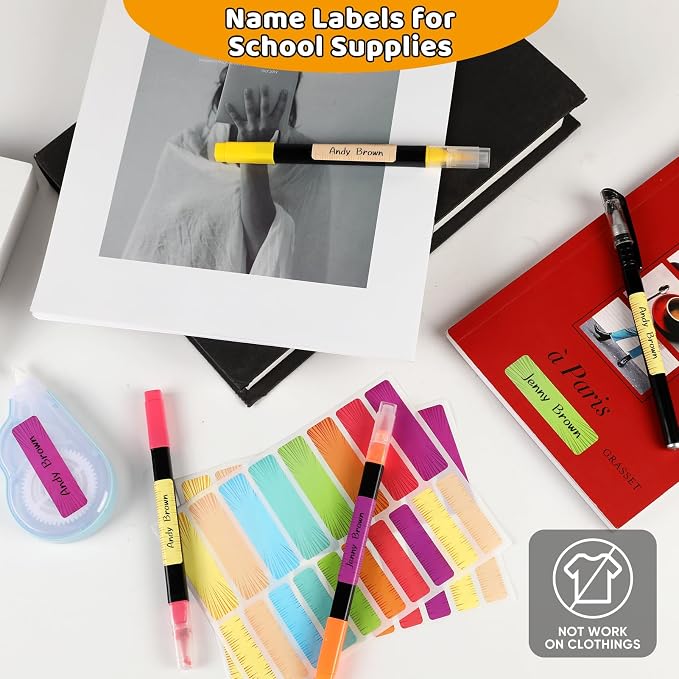 Waterproof Removable Labels Name Stickers - 360Pcs Handwrite Labels for Water Bottles,Kids School Supplies,Camp Gears Daycare and Storage Bins