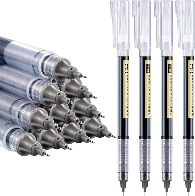 Frienda 12 Pcs Rolling Ball Pen 0.5 mm Japanese Pen,Black