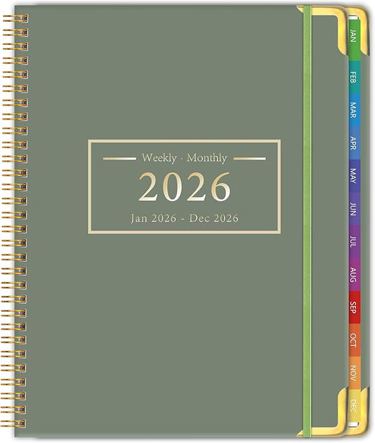 Planner -2026, Hardcover Weekly & Monthly Calendar Planner, January 2026 - December 2026, 8.5" x 11", Daily Agenda Book with Colorful Tabs, College Organizer Notebook, School & Work Supplies for Student Teacher Classroom