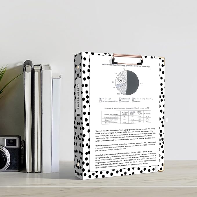 Ospelelf 3 Ring Binder 1 Inch, Cute Binders for Letter Size Documents(11" x 8.5") with 5 Tab Dividers, Clipboard Organizer, Back to School and Office Supplies