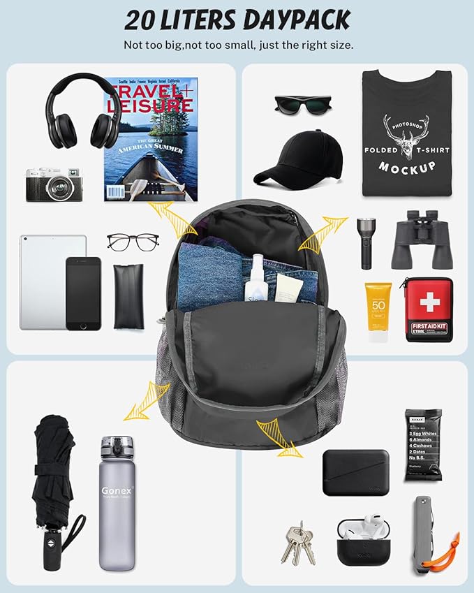 Gonex Ultra Lightweight Packable Backpack Daypack Handy Foldable Camping Outdoor Travel Cycling Backpacking
