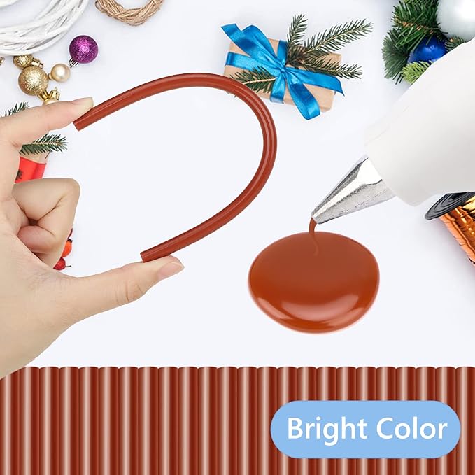Manarty Brown Hot Glue Sticks, 24PCS Mini Size 0.27" Dia x 8" Long Hot Melt Glue Stick Colored, All Temperature Adhesive EVA Glue Sticks for Repairing Sealing Stamp DIY Art Craft Decoration