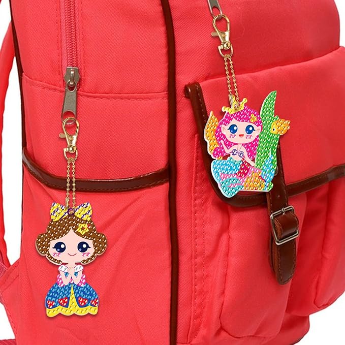 Labeol Arts and Crafts for Kids Ages 8-12 - Creat Your Own GEM Keychains-5D Diamond Art by Numbers GEM Art Kits for Kids Girls Toddler Crafts Age 6-7 6-8 10-12 (Princess)