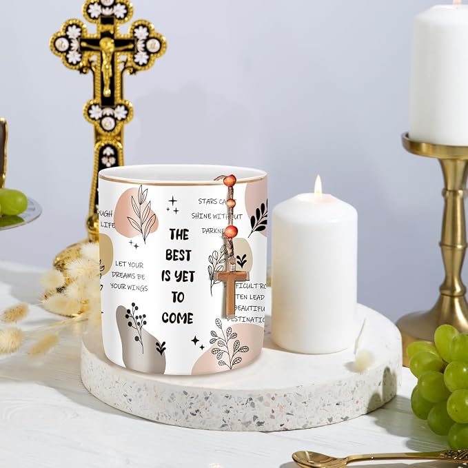Cute Desk Pencils Pen Holder, Pencil Cup Holder for Desk, Ceramic Desktop Storage Pen Pencil Organizers Stationery Supplies for Office, Home, Words Pattern