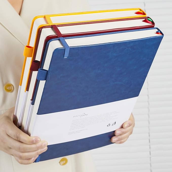 FOCUS DAY Hardcover Journal Notebook 8.5 x 11, 320 Pages Large A4 Notebook Journal College Ruled for School Work, Big Leather Journal for Writing Women Men, 100Gsm Lined Paper, Blue