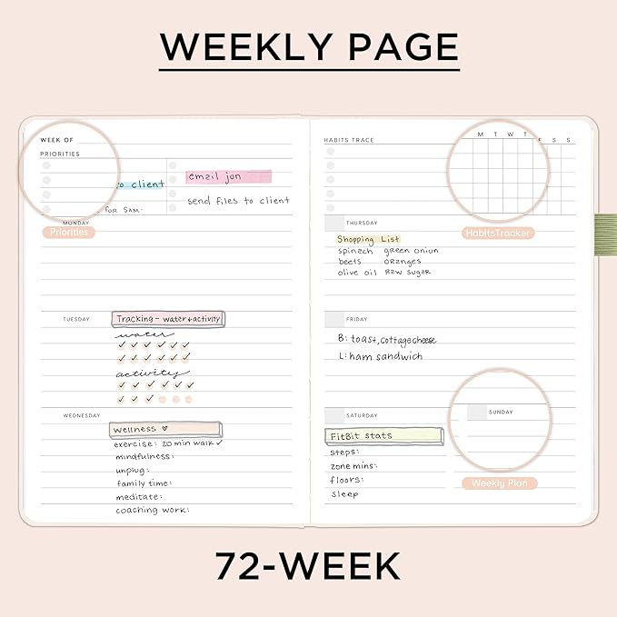 And Per Se Undated Planner, Weekly & Monthly Planner with Goal & Habit Tracker, A5 Leather Hardcover Productivity Journal for Academic Year (Botanical Floral)