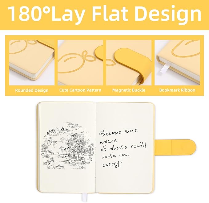 BOBO RABBIT Blank Journal Small Pocket Leather Notebook No Lines for Drawing Plain Sketch Book Cute Cartoon Fruit Mango Unlined Journal for Travel Work School, 200 Pages, 3.7"X5.9"