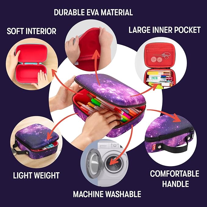 ZIPIT Jumbo Pencil Case for Girls, Cute Pencil Box for School, Large Capacity Stationery Organizer Box ,Purple Galaxy