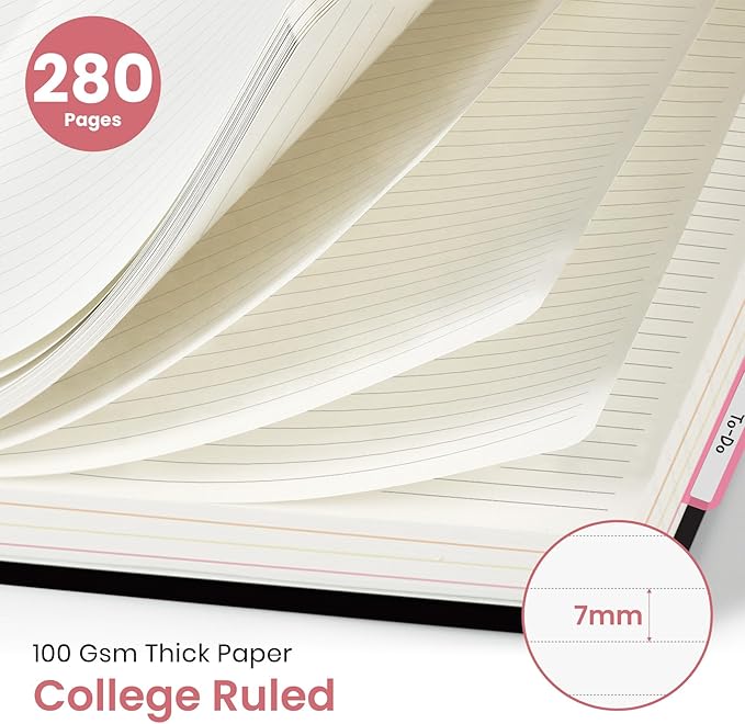 Large Lined Spiral Journal for Women Cute Hardcover 5 Subject Notebook for Work 8.5" x 11" with Removable Dividers & Tabs, College Ruled, 280 Pages Aesthetic Journal for Work, School & Note Taking, Garden of Whimsy