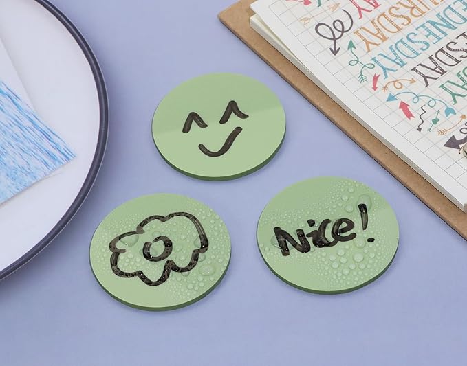 ONLYKXY 3 Pack Round Transparent Sticky Notes 1.77inch Waterproof Self-Stick Book Tabs 150 Sheets PET Markers Sticky Notes Pad (Light Green)